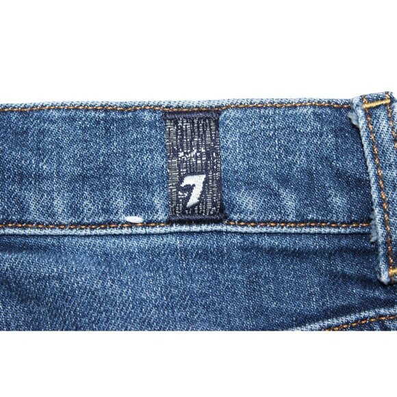 7 FOR ALL MANKIND Josefina Contrast Panel High-Rise Cropped Blue Jeans - Size 27 - Picture 6 of 15